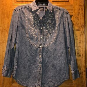 Vintage GAP Denim Button Down Embroidered Yolk